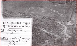 Photo from MI5 case file showing mysterious markings in an English farmer's filed photographed by the RAF in 1940 (Credit: The National Archives)